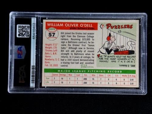 Billy O ' dell 1955 Topps Baseball Kártya 57 Psa 6 Ex-mt Orioles Osztályozott - Baseball Asztalon Kezdő