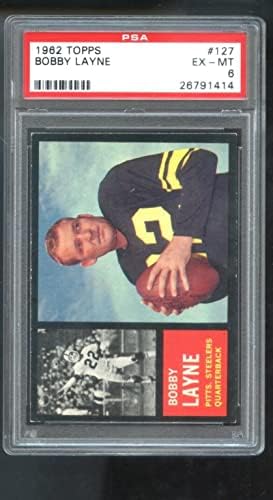 1962 Topps 127 Bobby Layne Pittsburgh Steelers PSA 6 Osztályú Labdarúgó-Kártya NFL - Aláíratlan Labdarúgó