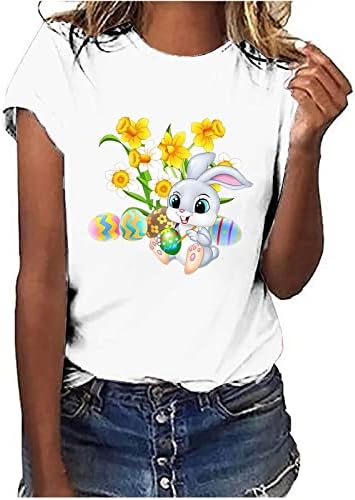 Fehér Ing, Női Alkalmi Nyári Aranyos Nyuszi Grafikus Póló Rövid Ujjú Sleeve Blúz Húsvéti Ünnep Tunika
