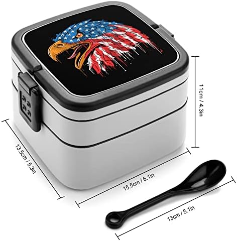 Sas Függetlenség USA Zászló Ebédet Hordozható Double-Layer Bento Box Nagy Kapacitású Ebéd Tartály Élelmiszer-Tartály