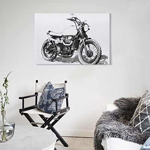 Fekete-Fehér Rajz Egy Motoros Plakát, Poszter Absztrakt Vászon Festmény, Poszterek, Nyomatok, Wall Art
