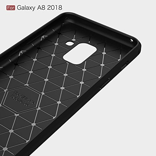 Galaxy A8 2018 Esetben, HualuBro [karcálló] Szénszálas Slim Sokk Elnyelő TPU Vékony Lökhárító Telefon