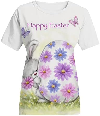 Húsvéti Pólók Női Nyári Aranyos Nyuszi Grafikus Póló, Kerek Nyakú, Rövid Ujjú Póló Felső Alkalmi Laza