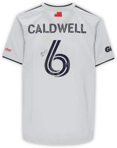 Scott Caldwell New England Revolution Dedikált Match-Használt 6 Fehér Jersey a 2020-as MLS-Szezon - Dedikált