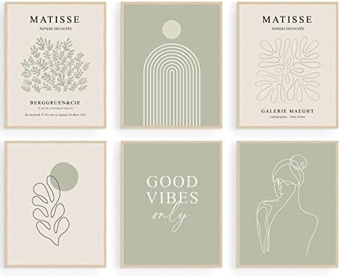 Zsálya Zöld Matisse Fal Művészi Nyomatok, Absztrakt Matisse Wall Art Kiállítás Plakátok, Minimalista Női