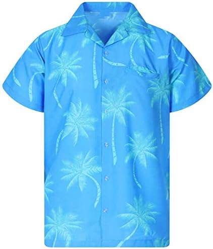 Royal Kék Juniors Rövid Ujjú Blúz, Grafikus Felsők Pólók Teknős Nyak Spandex Strand Hawaii Trópusi Blúz